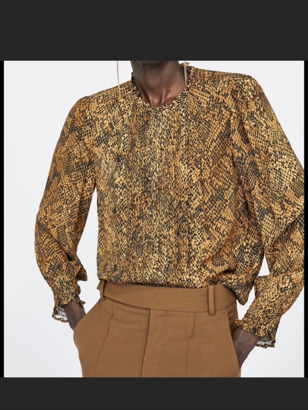 Zara Animal Print Blouse Women's M Long Sleeve